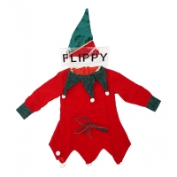 Costum Craciun, Fete, Spiridus, rosu, 10 - 13 ani, catifea