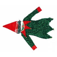 Costum Craciun, Spiridus, rosu-verde,  7 - 9 ani, catifea