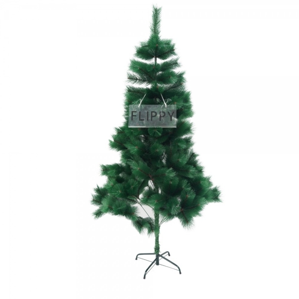 Brad artificial de Craciun tip pin, clasic, pentru interior/exterior, inaltime 180 cm, verde, suport metalic inclus