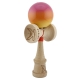 Kendama X Originala, Profesionala, Big Cups V2, Super Sticky Cupe Mari, Rulment Metalic cu Ata 55 cm, Roz/Portocaliu/Galben