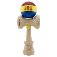 Kendama X Originala, Profesionala, Tricolor Edition Stil Romanesc, Super Sticky cu Cupe Mari KING SIZE V3, Rulment Metalic si Ga