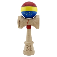 Kendama X Originala, Profesionala, Tricolor Edition cu Stele, Super Sticky cu Cupe Mari KING SIZE V3, Rulment Metalic si Gaura i