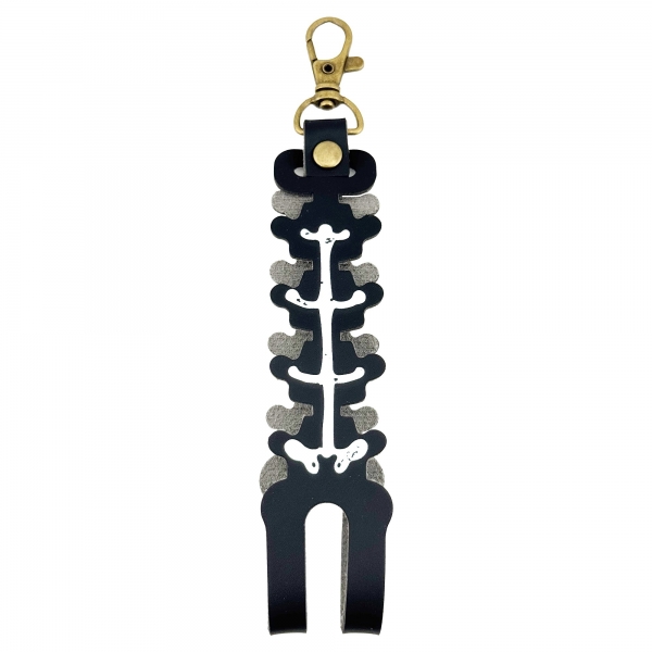 Husa pentru Kendama, tip Pandativ/Breloc, Imprimeu Skull, din Piele Ecologica, 26 x 3.2 cm, Negru