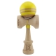 Kendama X Originala RAINBOW, Profesionala, Cupe Mari KING SIZE V3, Super Sticky, Gaura in Baza, Rulment Metalic, din lemn 18 cm, Ata 62/65 cm, Galben/Maro