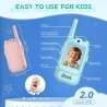 Set Walkie Talkie WiFi pentru Copii, Set 2 Statii, Apeluri Video, cu Ecran de 2", Efecte Voce, Reincarcabile, Cabluri TYPE-C, Ra
