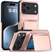 Husa de Protectie compatibila Apple iPhone 17 Pro Max, Compartiment pentru Carduri, Anti-alunecare, Protectie PC, Rezistenta la 