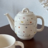 Set de Ceai, Ceainic cu Ceasca pentru Uz Casnic, Stele cu Luna, Set de Ceai pentru Copii, Adulti, 18 x 17 x 13 cm, Alb Crem