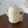 Set de Ceai, Ceainic cu Ceasca pentru Uz Casnic, Stele cu Luna, Set de Ceai pentru Copii, Adulti, 18 x 17 x 13 cm, Alb Crem