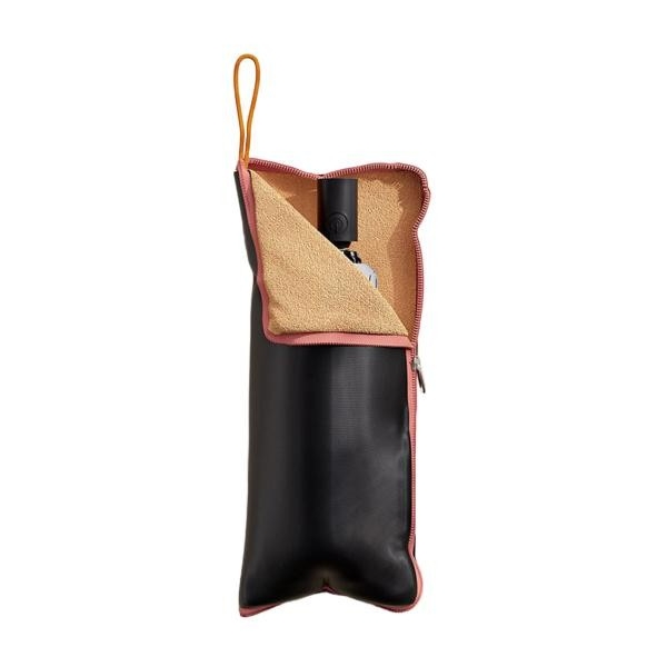 Husa Depozitare Umbrela, Impermeabila, Interior Microfibra, cu Fermoar, 28 x 12 cm, Negru/Portocaliu
