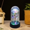 Trandafir in Cupola, cu Lumina Led Multicolora, Baterii, 8.5 x 15 cm, Auriu