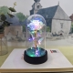 Trandafir in Cupola, cu Lumina Led Multicolora, Baterii, 8.5 x 15 cm, Auriu
