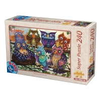 Puzzle educativ cu 7 Bufnite, 240 piese, Pentru copii, Model 2