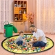 Cutie de Depozitare 2In1, Impermeabila, Covor pentru Jucarii si Lego 150cm, Capacitate Mare, cu Manere, cu Sfori, Inaltime 40cm,