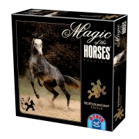 Puzzle special în formă de cai, Magic of the Horses, 239 piese, Pentru copii, Gri