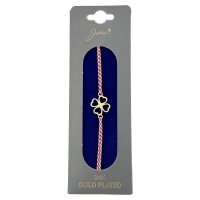 Bratara Placata cu Aur 24k, Snur Rosu/Alb, Model 13, Floare