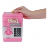 Jucărie educativă, Seif pușculiță cu cod secret cu sunete și lumini, 19,5 cm, Pentru copii, Roz