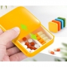 Cutie depozitare medicamente, 2 compartimente, Glisanta, Galben, Patrata, Inchidere etans