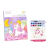 Set Carte de Colorat cu Acuarela, Model Unicorn, 20 Foi de Carton 200 gr, 12 Culori, 1 Pensula, 15.7 x 18.8 x 1.8 cm, Mov