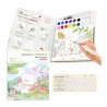 Set Carte de Colorat cu Acuarela, Model Iepure, 20 Foi de Carton 200 gr, 12 Culori, 1 Pensula, 15.7 x 18.8 x 1.8 cm, Alb