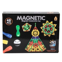 Joc de constructie, Magnetic, 48 Piese, Pentru copii, Multicolor