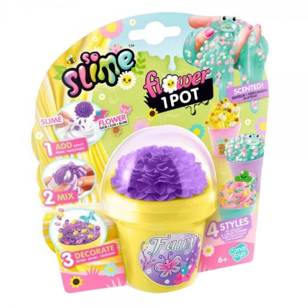 Set de creat slime parfumat, So Slime DIY, Ghiveci de flori, Pentru copii, Galben