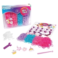 Set creativ Plexi Flexi în geantă, 1000 elastice colorate și accesorii pentru brățări, Pentru copii, Multicolor, Model 1
