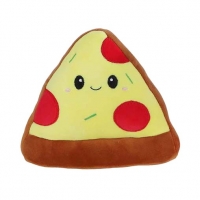 Jucărie interactivă de pluș, Model felie de pizza, 11 cm, Pentru copii, Maro