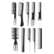 Set piepteni profesionali pentru coafat, 10 bucati, PP + Otel inoxidabil, 18,5–22 cm, Rezistenti la caldura, Negru