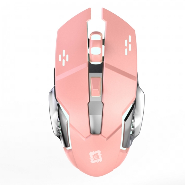 Mouse Wireless, 6 Butoane, DPI Ajustabil 1200-3600, Iluminare RGB Tip Breathing, Reincarcabil, 138x80x38 mm, Compatibil MacBook/iPad/Laptop, Roz