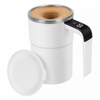 Cana Termica, Ecran LCD, Auto Amestecare, Afisaj al Temperaturii, Otel Inoxidabil, Tip Termos, Incarcare USB, 13.8 x 8 cm, Alb