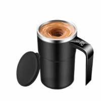 Cana Termica, Ecran LCD, Auto Amestecare, Afisaj al Temperaturii, Otel Inoxidabil, Tip Termos, Incarcare USB, 13.8 x 8 cm, Negru