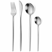 Tacamuri Portugheze, Set din 24 de Piese din Otel Inoxidabil, 6 Cutie, 6 Furculite, 6 Linguri de Masa, 6 Linguri pentru Ceai, Argintiu
