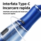 Irigator Bucal Electric,  Portabil, Dus Bucal pentru Curatare, Indepartare Tartru, 4 Capete, 25 x 8 x 8 cm, Albastru