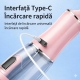 Irigator Bucal Electric,  Portabil, Dus Bucal pentru Curatare, Indepartare Tartru, 4 Capete, 25 x 8 x 8 cm, Roz