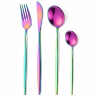 Tacamuri Portugheze, Set din 24 de Piese din Otel Inoxidabil, 6 Cutie, 6 Furculite, 6 Linguri de Masa, 6 Linguri pentru Ceai, Fade Multicolor