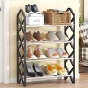 Raft pentru pantofi cu 4 niveluri, Organizator încălțăminte compact, 42x18.5x58 cm, Negru/Argintiu
