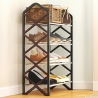 Raft pentru pantofi cu 4 niveluri, Organizator încălțăminte compact, 42x18.5x58 cm, Negru/Argintiu