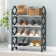 Raft pentru pantofi cu 4 niveluri, Organizator încălțăminte compact, 42x18.5x58 cm, Negru/Argintiu