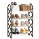 Raft pentru pantofi cu 4 niveluri, Organizator încălțăminte compact, 42x18.5x58 cm, Negru/Argintiu