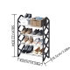 Raft pentru pantofi cu 4 niveluri, Organizator încălțăminte compact, 42x18.5x58 cm, Negru/Argintiu