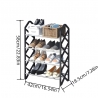 Raft pentru pantofi cu 4 niveluri, Organizator încălțăminte compact, 42x18.5x58 cm, Negru/Argintiu