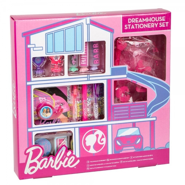 Set rechizite cu penar si accesorii, Barbie, Dreamhouse, Pentru copii, Roz