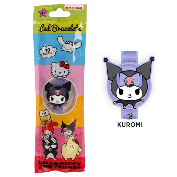 Bratara din silicon cu lumini LED, Hello Kitty and Friends, Model Kerokerokeroppi, Pentru copii, Rosu
