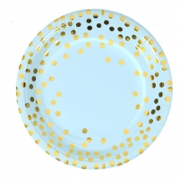 Set 10 farfurii, diametru 18 cm, albastru/auriu