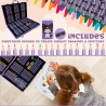 Set creativ de desen, Model Kuromi, Trusă colorat cu carioci, Creioane, Acuarele și accesorii, Pentru copii, Mov