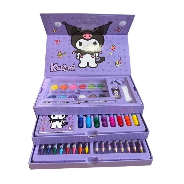 Cutie de colorat cu sertare, Model Kuromi, Pentru copii, Mov