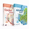 Set 2 cărți interactive Răspundel Istețel, Atlasul Lumii și Corpul Uman, Pentru copii, 7+ ani