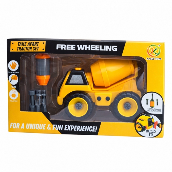 Masinuta de asamblare si dezasamblare, Jucarie interactiva, Pentru copii, Portocaliu