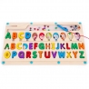 Jucarie educativa din lemn, Abecedar colorat pentru copii, Puzzle alfabet cu litere mari, Invatare litere, Dezvoltare vocabular,