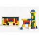 Set de Constructie Castel din Lemn, Blocuri Geometrice Colorate, Jucarie Educationala Montessori pentru Copii, Dezvolta Creativi